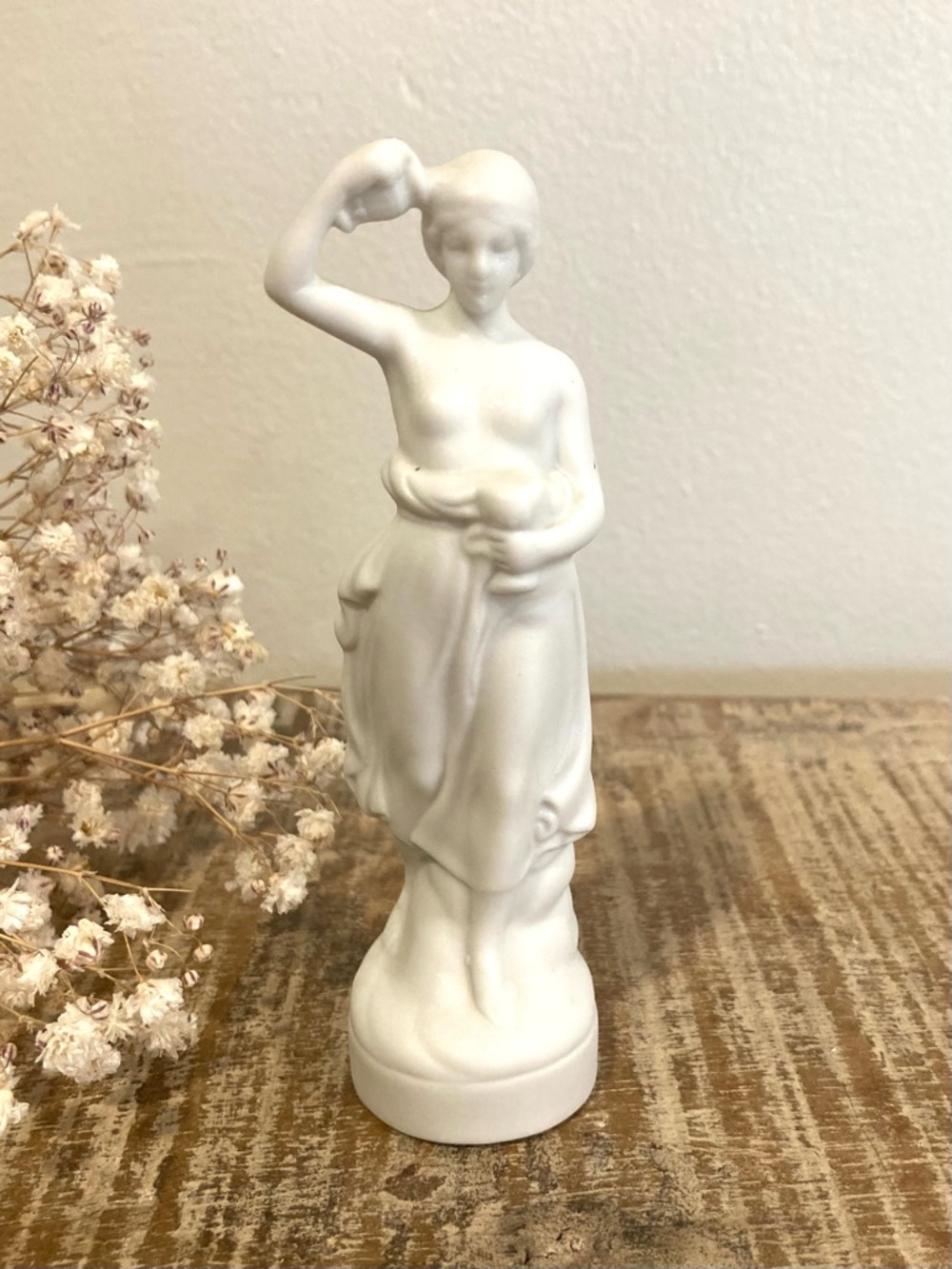 Vintage White Ceramic Figurine Made in Germany Woman with Urn & Chalice
